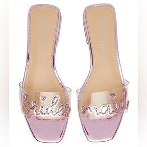 Betsey Johnson Pink Bridesmaid Glitter Clear Slides. Sz 8 . NEW !
